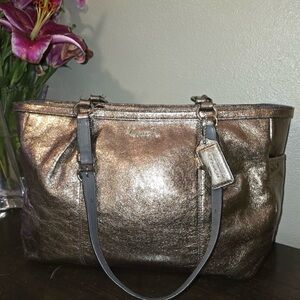 COACH Gallery East/West Metallic Bronze Medium Tote